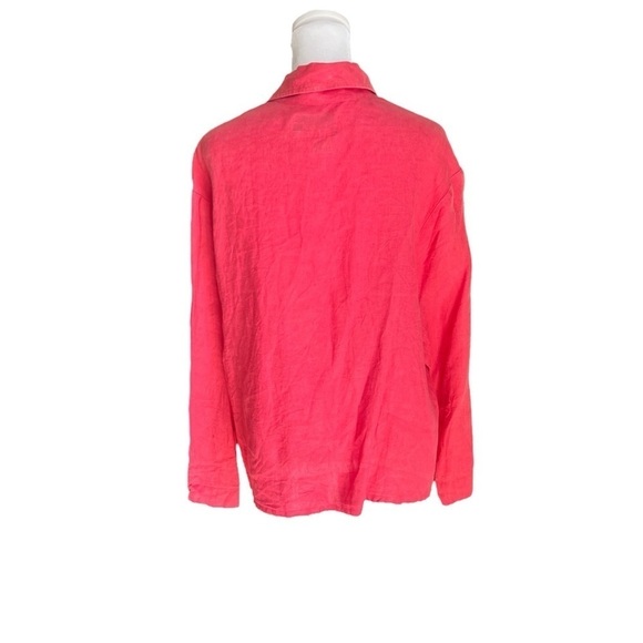 FLAX - Long Sleeve 100% Linen Button Down Shirt Blouse Sz S - Picture 5 of 8